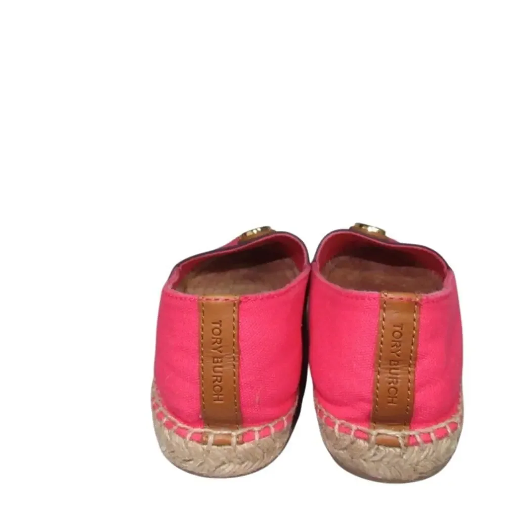 Tory Burch Beacher Espadrille Flats – Pink‎ Canvas Slip-On Shoes sz 8 $198